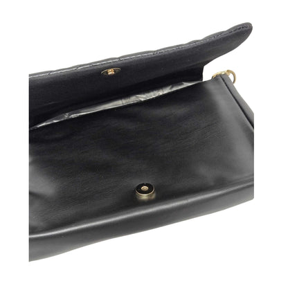 Black Quilted Mouse Head Shoulder Bag with Gold Chain & Crossbody Strap