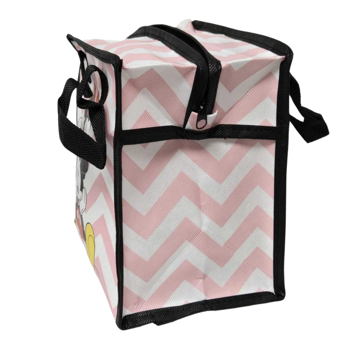 Mickey Mouse Pink Chevron Zip Shopping Bag Reusable Carry Bag 20 x 20 x 15cm