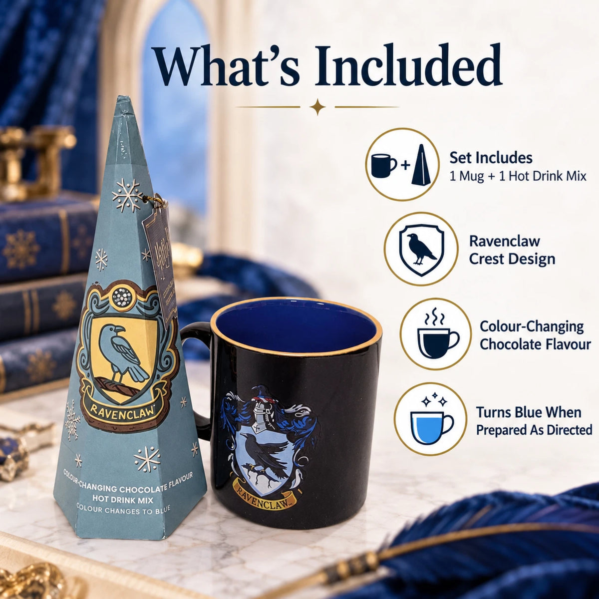 Harry Potter Ravenclaw Mug & Blue Colour-Changing Hot Chocolate Set 113g
