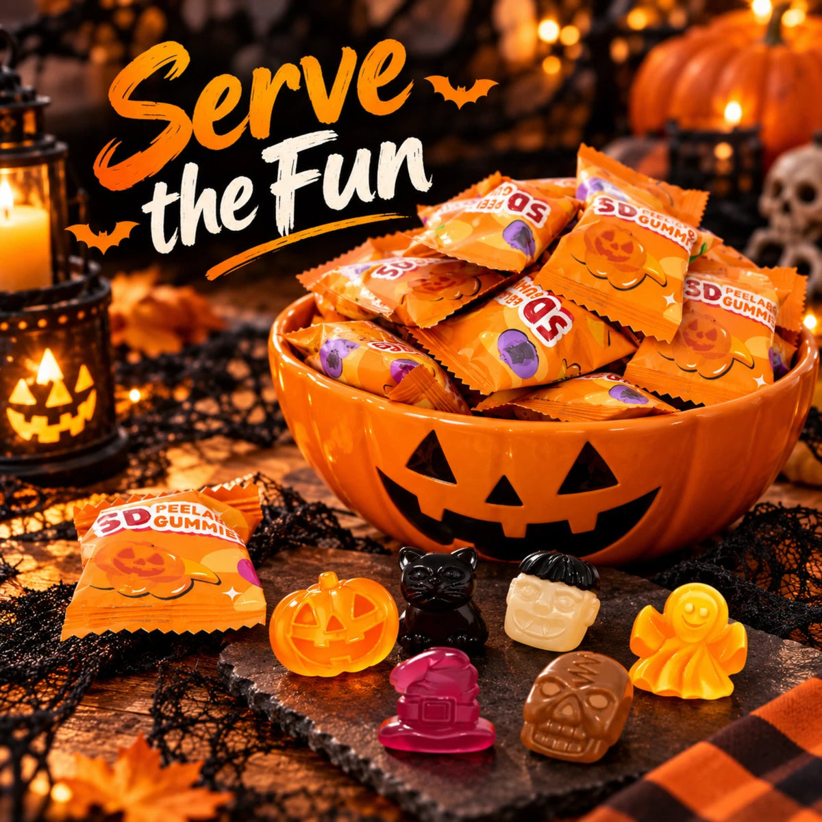 Halloween Peelable Gummies 1kg Individually Wrapped Fruit Jelly Sweets
