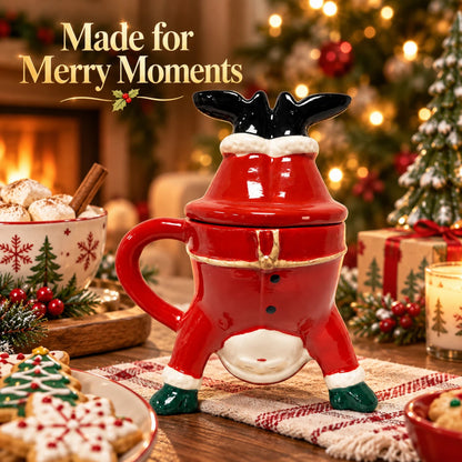 Christmas Santa Ceramic Mug with Removable Lid | Festive Novelty Cup