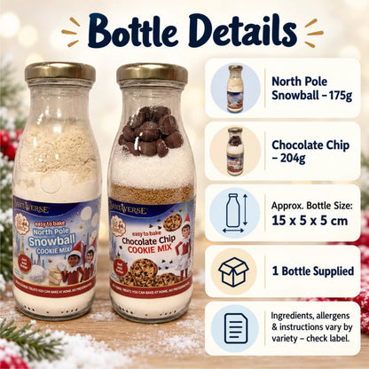 SantaVerse Christmas Cookie Mix Bottle | Chocolate Chip or North Pole Snowball