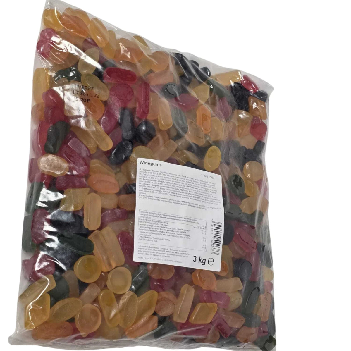 Assorted Wine Gums 3kg Bulk Bag Chewy Jelly Sweets Pick & Mix