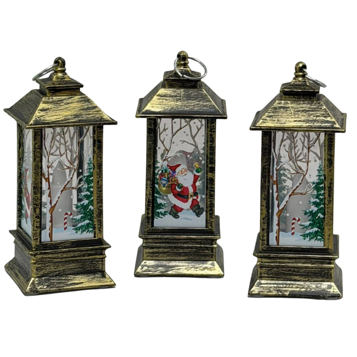Christmas Decorative Light-Up Lantern Winter Scene Ornament 13cm