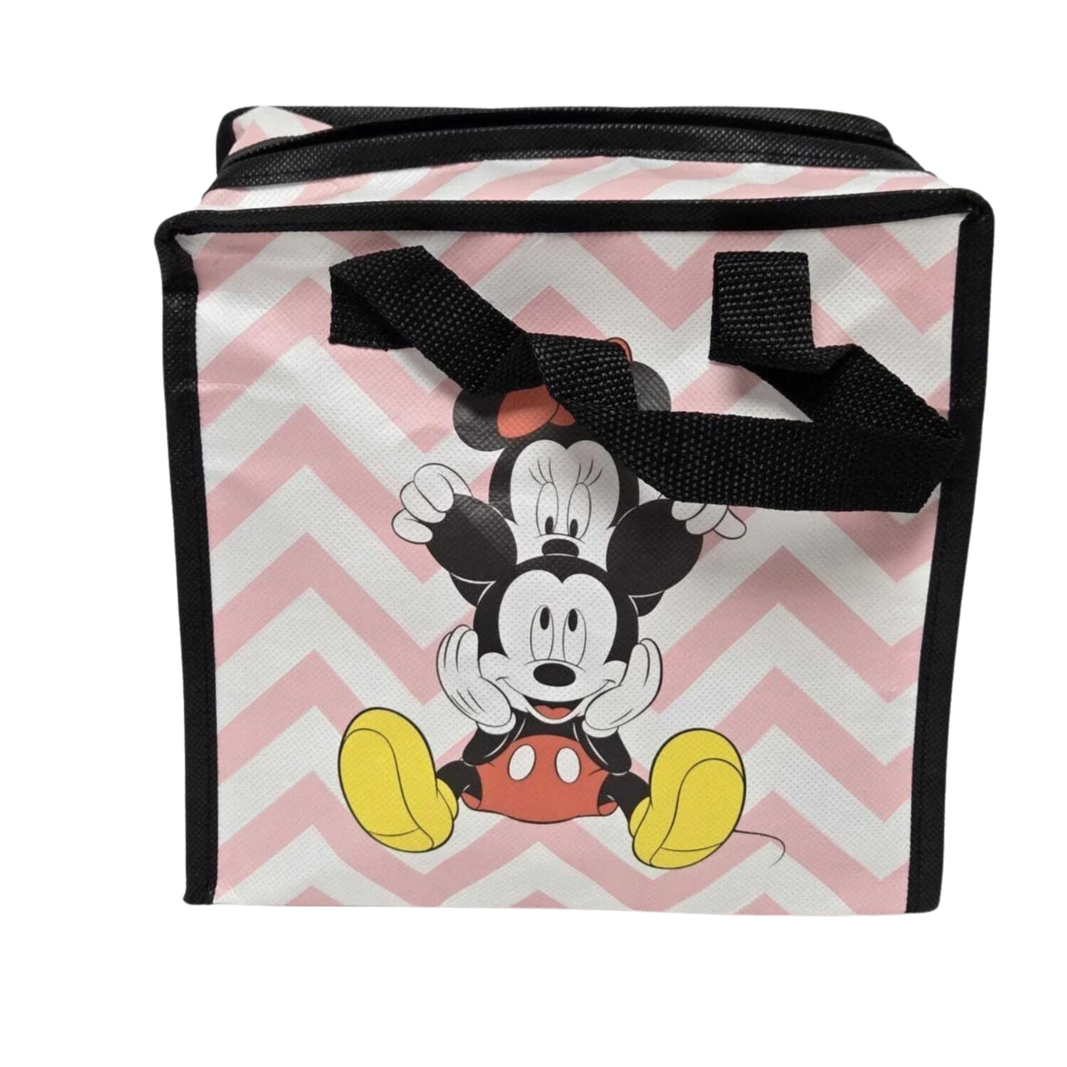 Mickey Mouse Pink Chevron Zip Shopping Bag Reusable Carry Bag 20 x 20 x 15cm