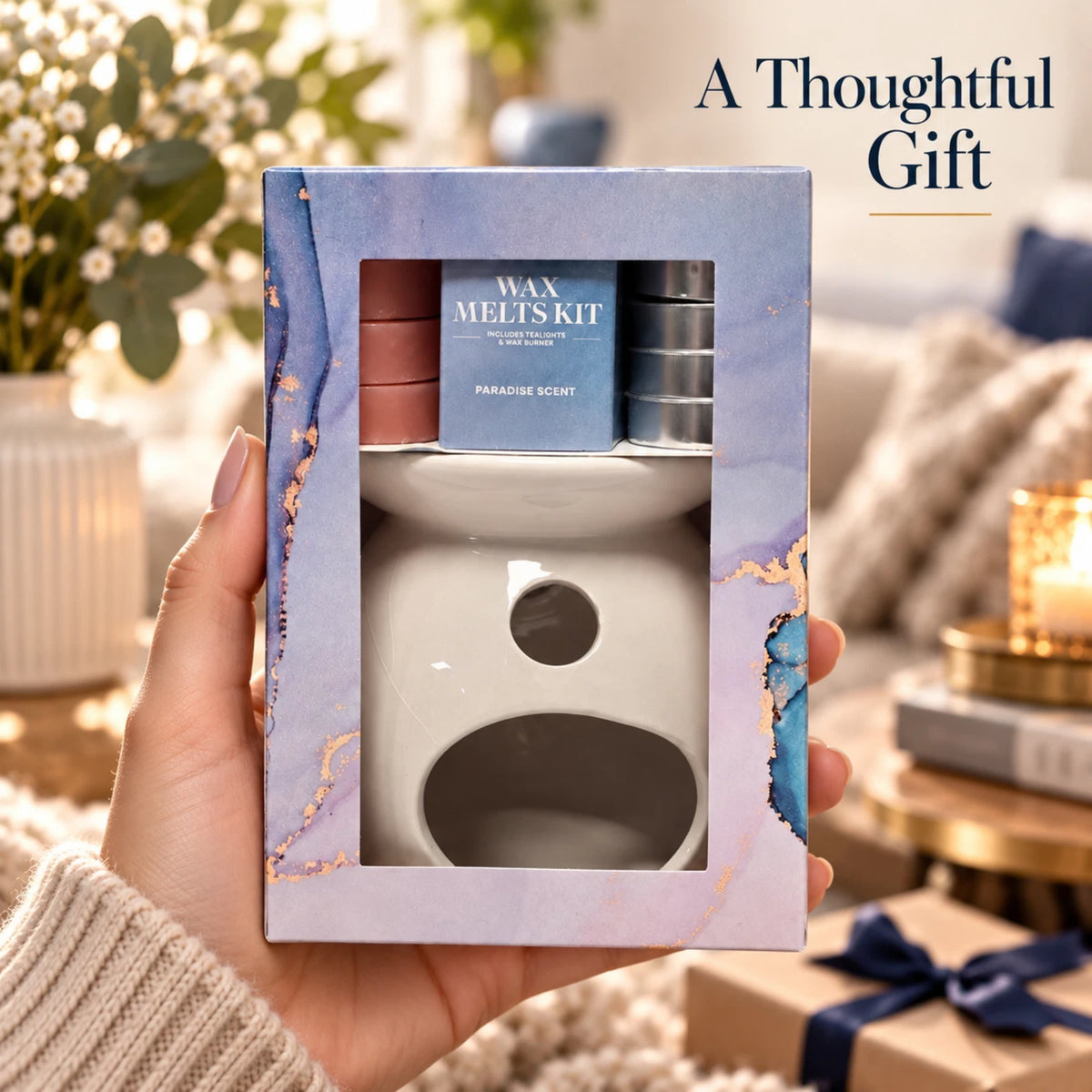 Paradise Scent Wax Melt Gift Set with Burner 4 Tealights & 4 Wax Melts