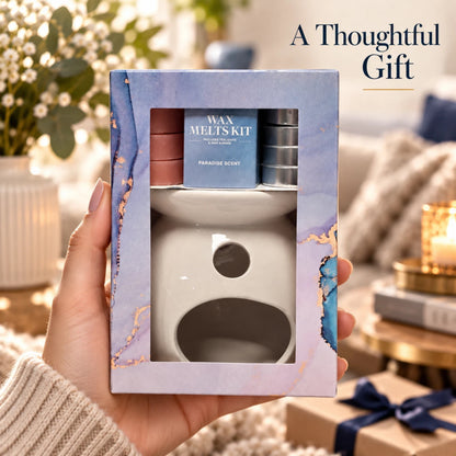 Paradise Scent Wax Melt Gift Set with Burner 4 Tealights & 4 Wax Melts