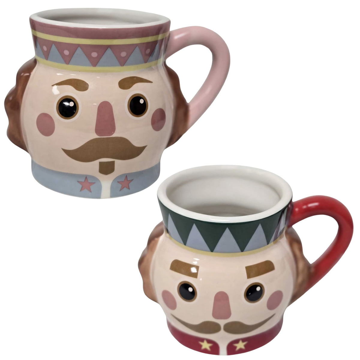 Christmas Nutcracker Soldier Ceramic Mug Red Pink Festive Novelty Tea Coffee Cup