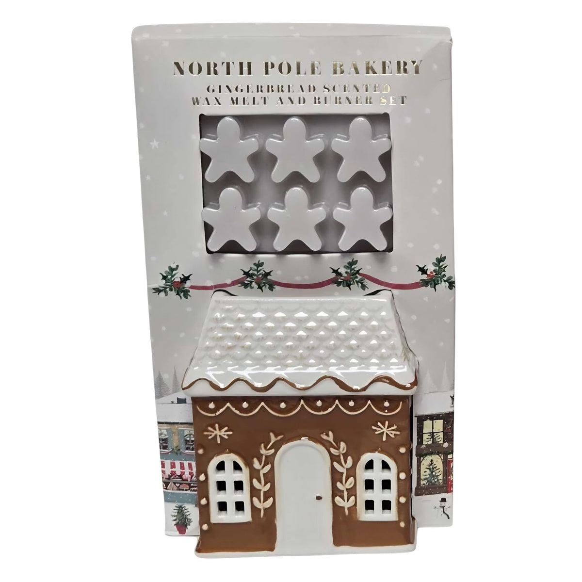 Christmas Wax Melt Burner Set Ceramic House Scented Melts Gift Set Gingerbread Candy Cane