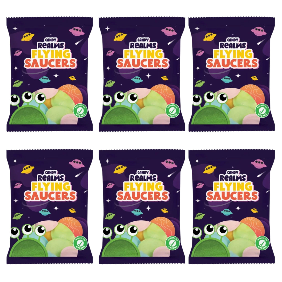 Candy Realms Flying Saucers Sweets 36g | Packs of 2, 6 or 12