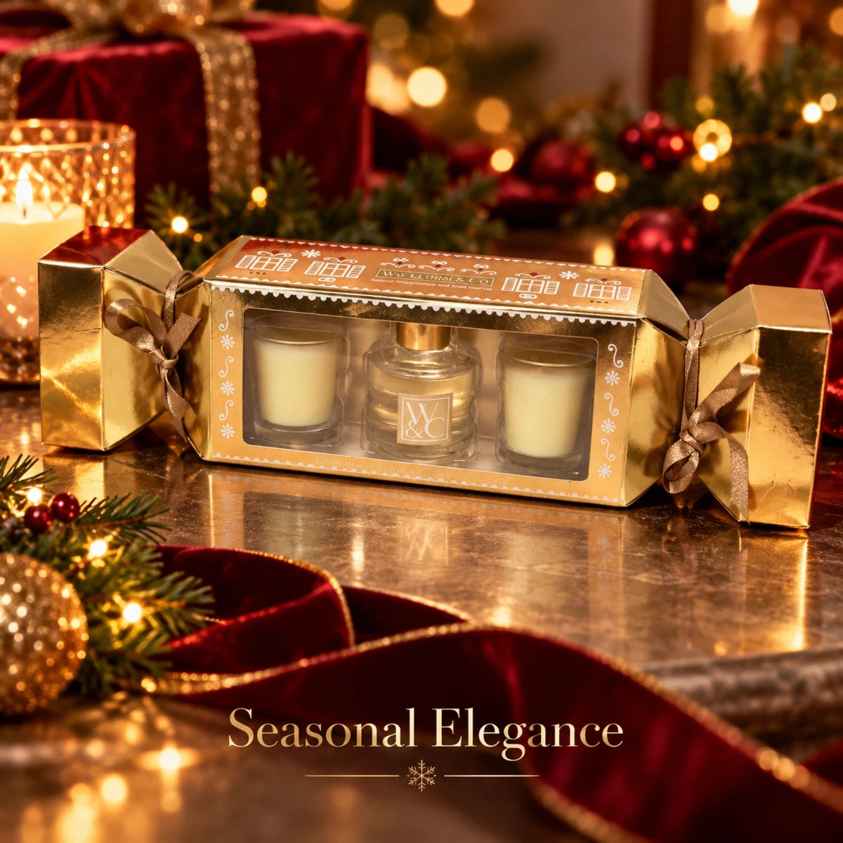 Warm Apple & Cinnamon Candle & Diffuser Gift Set | Christmas Cracker Box
