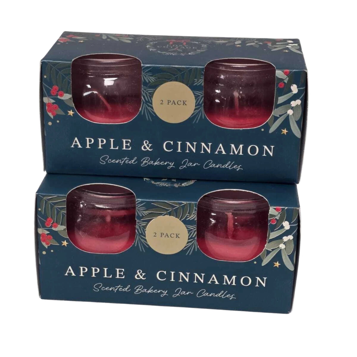 Apple & Cinnamon Scented Bakery Jar Candles 2 Pack | 42g Each