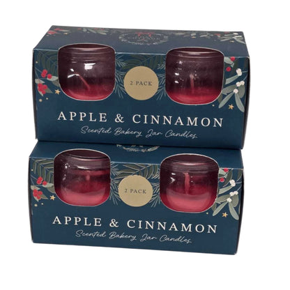 Apple & Cinnamon Scented Bakery Jar Candles 2 Pack | 42g Each