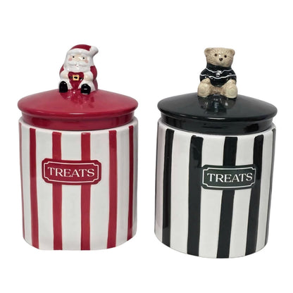 Christmas Cookie & Treat Jars Santa Bear or Christmas Tree | Single & 2 Pack