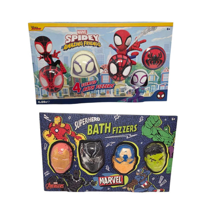 Marvel Bath Fizzers Gift Set 4 × 50g | Avengers or Spidey & Friends