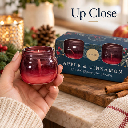 Apple & Cinnamon Scented Bakery Jar Candles 2 Pack | 42g Each