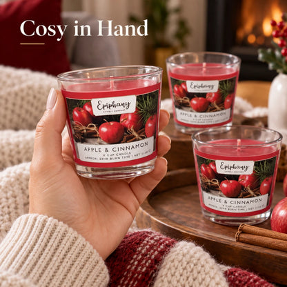 Epiphany Apple & Cinnamon Glass Cup Candles 3 Pack | 113g Each