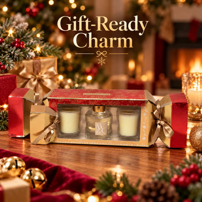 Warm Apple & Cinnamon Candle & Diffuser Gift Set | Christmas Cracker Box