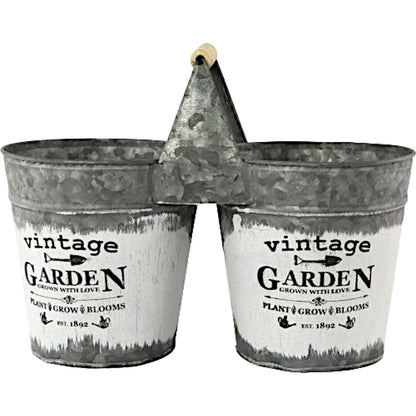 Vintage Charm for Your Garden: Double Tin Planter for Indoor & Outdoor Plants