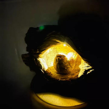 Solar-Powered Tree Trunk with Birdhouse and LED Light