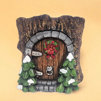 Divas World Enchanted Christmas Fairy Door - Festive Garden Decoration