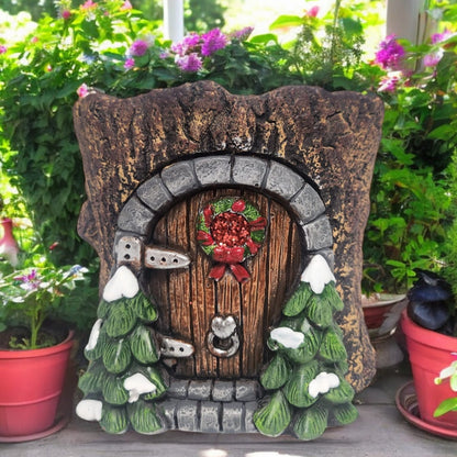 Divas World Enchanted Christmas Fairy Door - Festive Garden Decoration