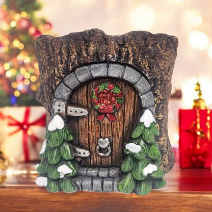 Divas World Enchanted Christmas Fairy Door - Festive Garden Decoration