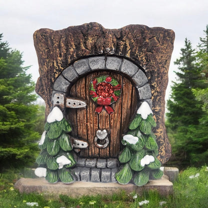 Divas World Enchanted Christmas Fairy Door - Festive Garden Decoration