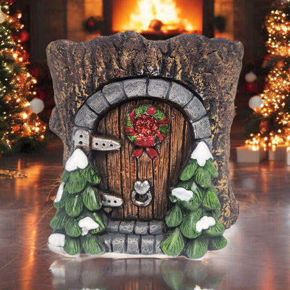 Divas World Enchanted Christmas Fairy Door - Festive Garden Decoration