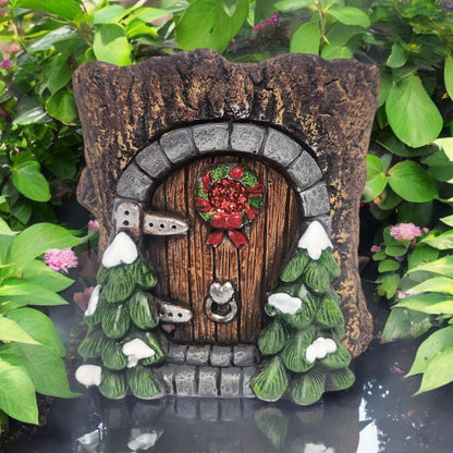 Divas World Enchanted Christmas Fairy Door - Festive Garden Decoration