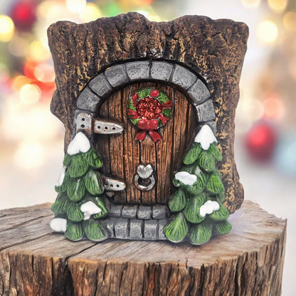 Divas World Enchanted Christmas Fairy Door - Festive Garden Decoration