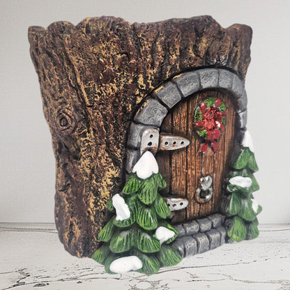 Divas World Enchanted Christmas Fairy Door - Festive Garden Decoration