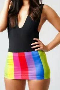 Rainbow Bodycon Mini Skirt