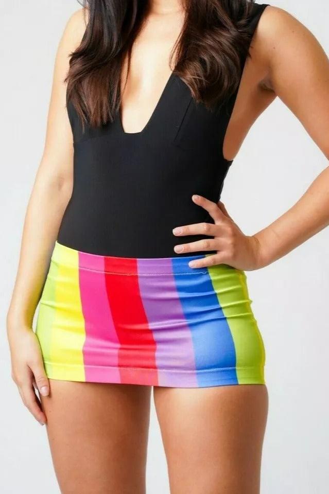Rainbow Bodycon Mini Skirt