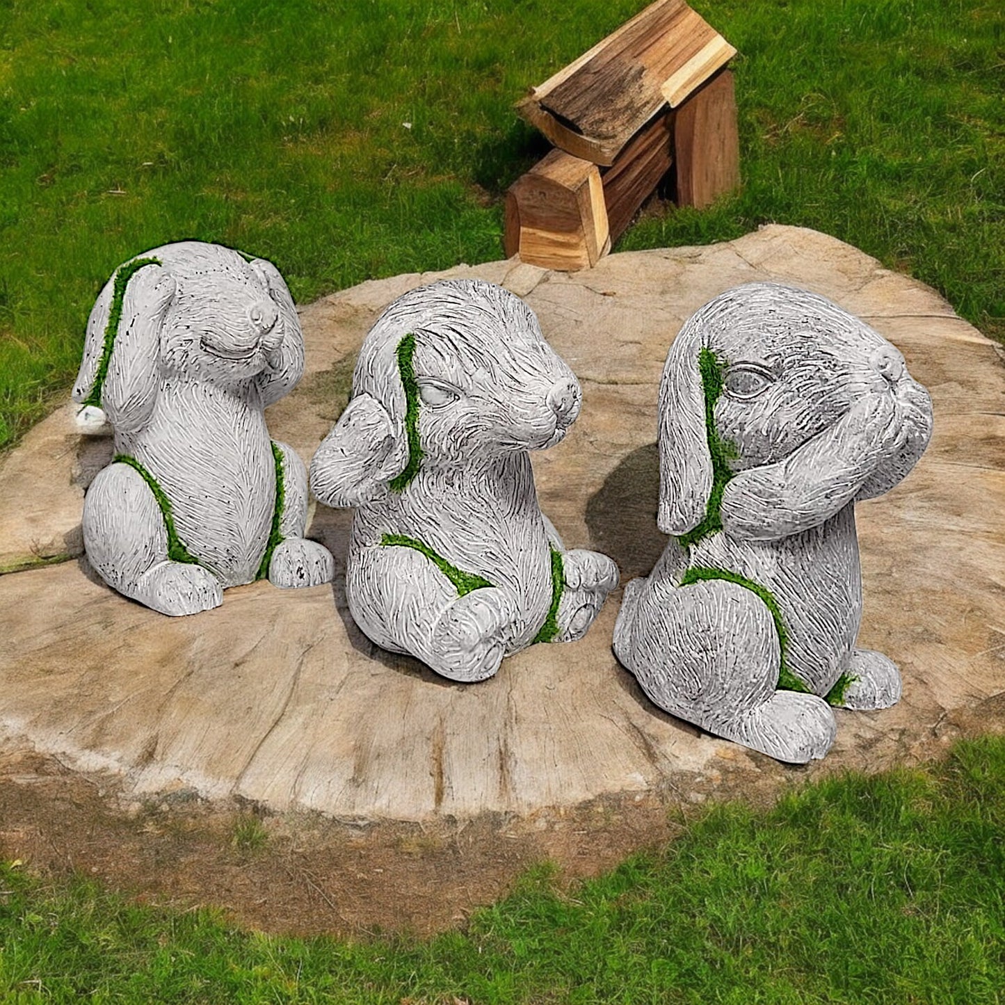 3 Wise Monkey Garden Statues - See No Evil, Hear No Evil, Speak No Evil