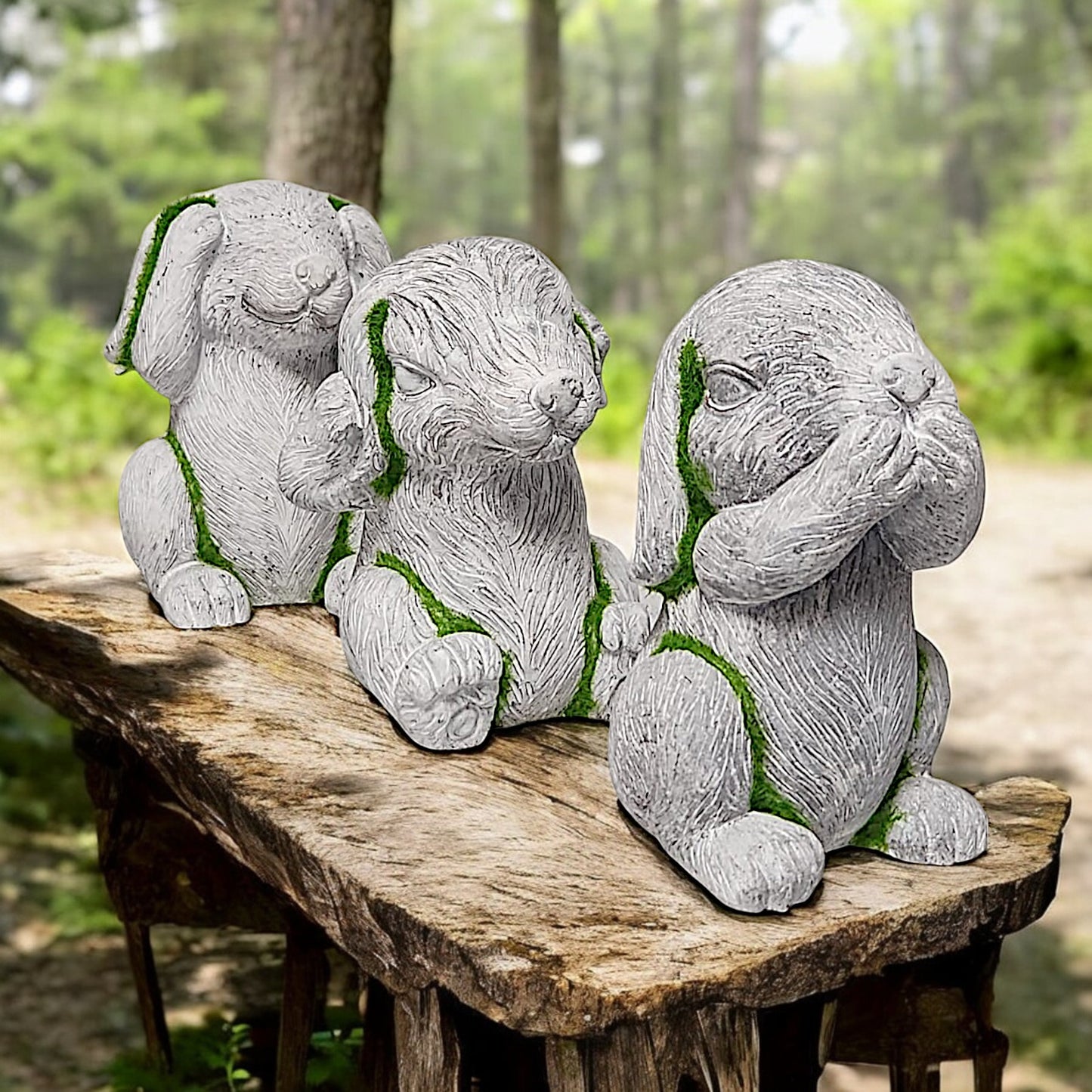 3 Wise Monkey Garden Statues - See No Evil, Hear No Evil, Speak No Evil
