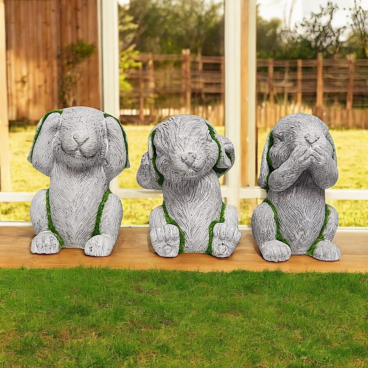 3 Wise Monkey Garden Statues - See No Evil, Hear No Evil, Speak No Evil