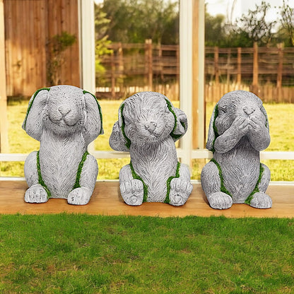 3 Wise Monkey Garden Statues - See No Evil, Hear No Evil, Speak No Evil