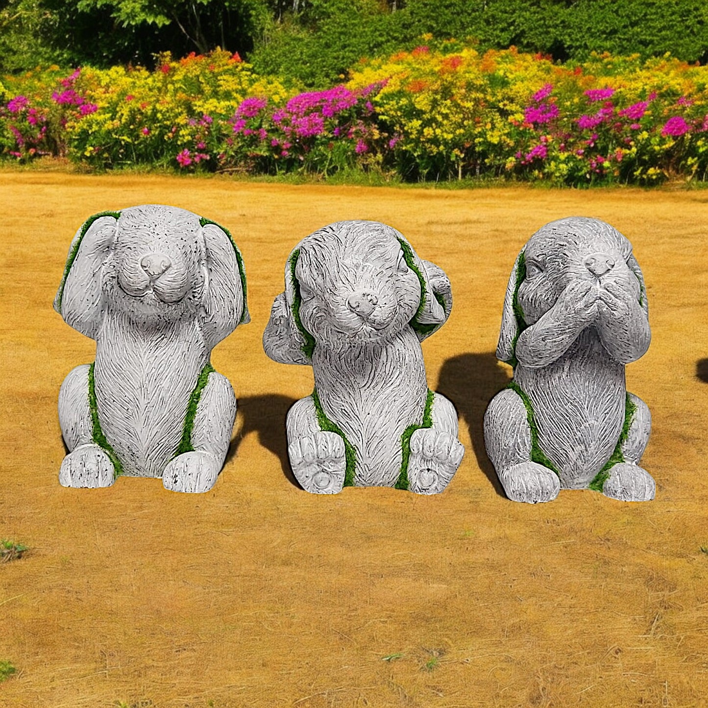 3 Wise Monkey Garden Statues - See No Evil, Hear No Evil, Speak No Evil
