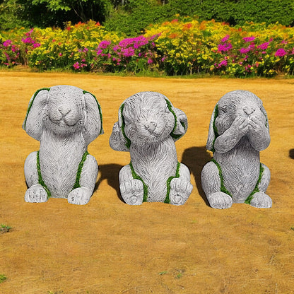 3 Wise Monkey Garden Statues - See No Evil, Hear No Evil, Speak No Evil