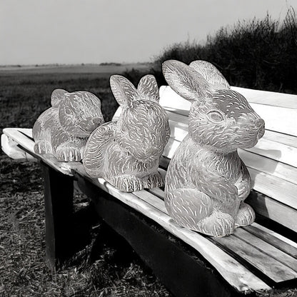 3 Adorable Bunny Garden Statues - Set of 3