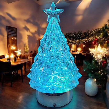 Rotating LED Crystal Christmas Tree with Color-Changing Lights and Water Spinner
