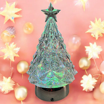 Rotating LED Crystal Christmas Tree with Color-Changing Lights and Water Spinner