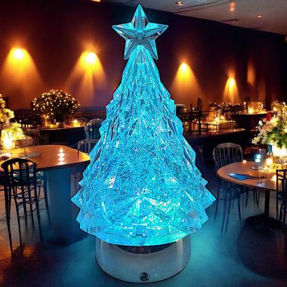 Rotating LED Crystal Christmas Tree with Color-Changing Lights and Water Spinner