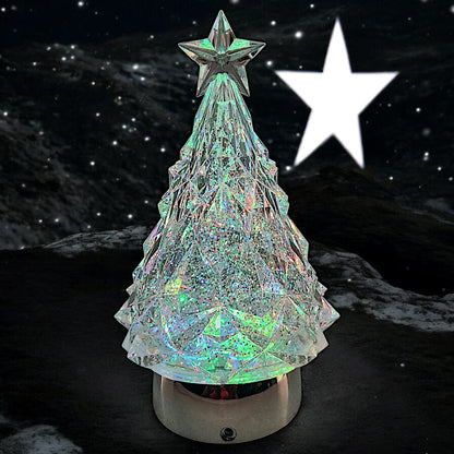 Rotating LED Crystal Christmas Tree with Color-Changing Lights and Water Spinner