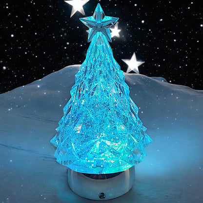 Rotating LED Crystal Christmas Tree with Color-Changing Lights and Water Spinner