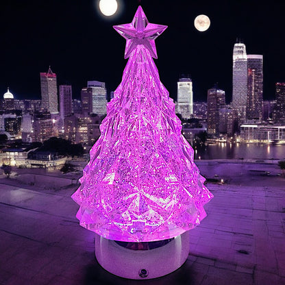 Rotating LED Crystal Christmas Tree with Color-Changing Lights and Water Spinner