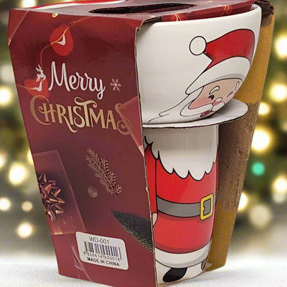 Santa Claus Stacking Bowl and Mug Set with Winking Face