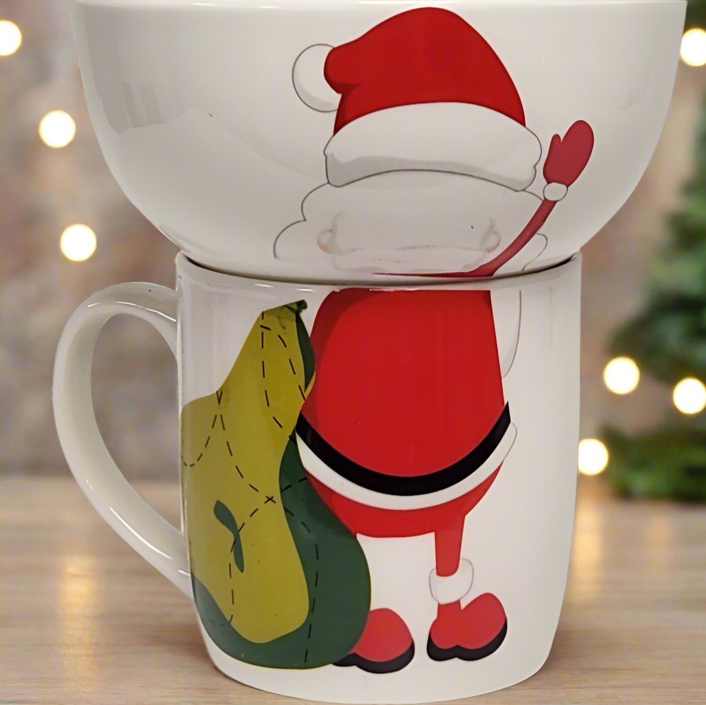 Santa Claus Stacking Bowl and Mug Set