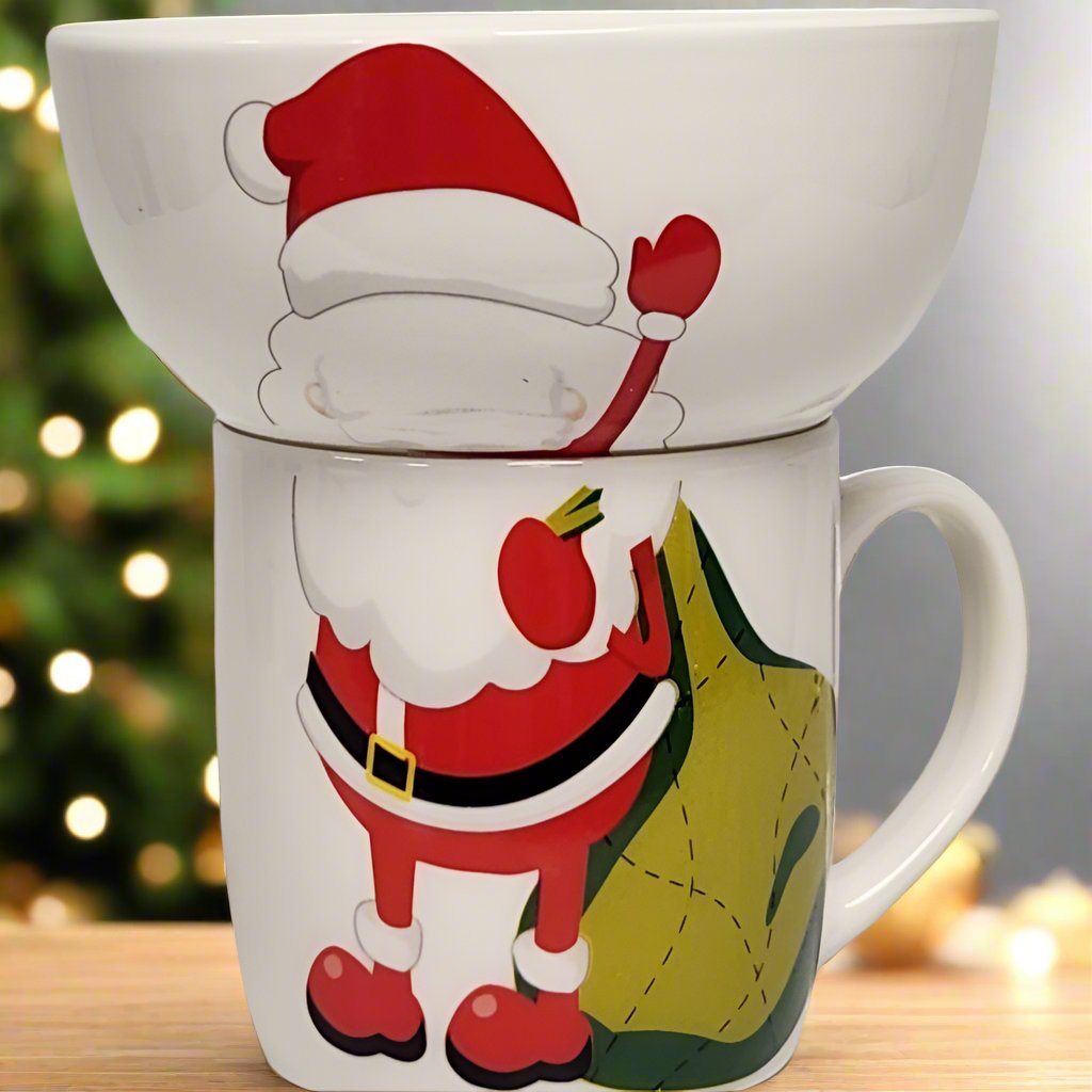 Santa Claus Stacking Bowl and Mug Set